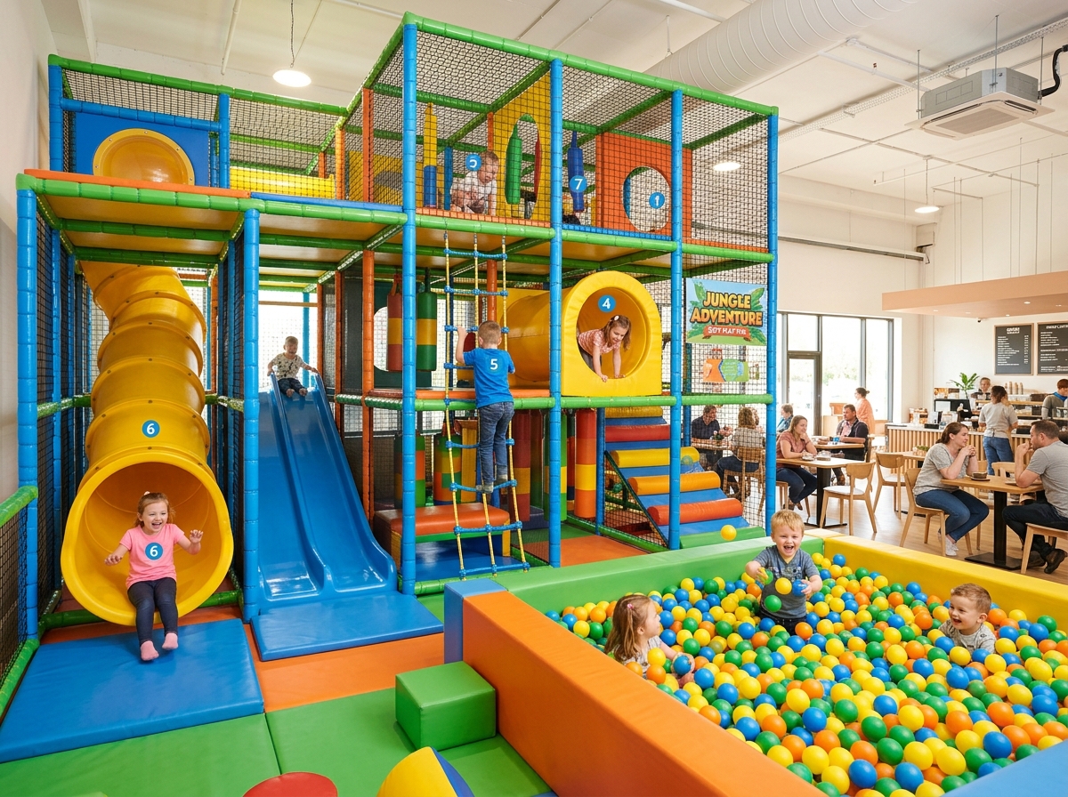 Indoor colorful soft play obstacle course